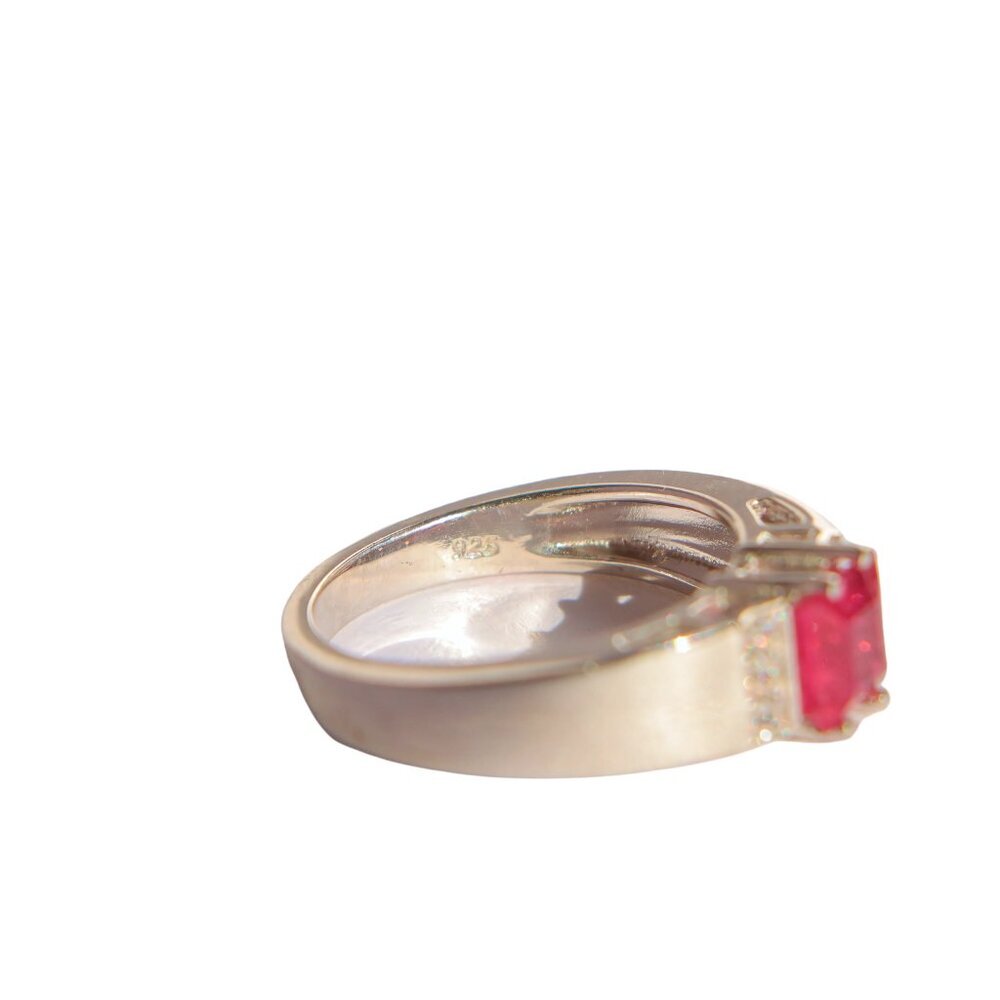 Genuine Pink Tourmaline Ring with CZ in 925 Sterling Silver - Picture 5 of 7